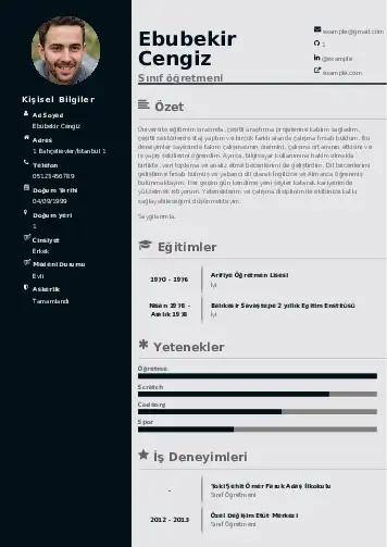 Sınıf Öğretmeni Cv Örnekleri cv indir